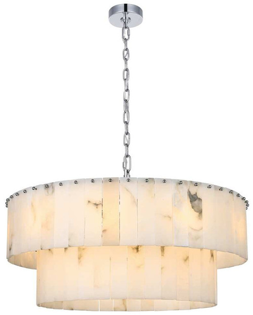 Elegant Lighting 1015D32L2C-33ST Georgina Contemporary Chrome 32" Drum Lighting Pendant 