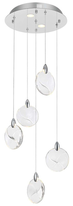 Elegant Lighting 1012D16C-01CR Avery Modern Crystal Chrome LED Multi Drop Ceiling Light Fixture 