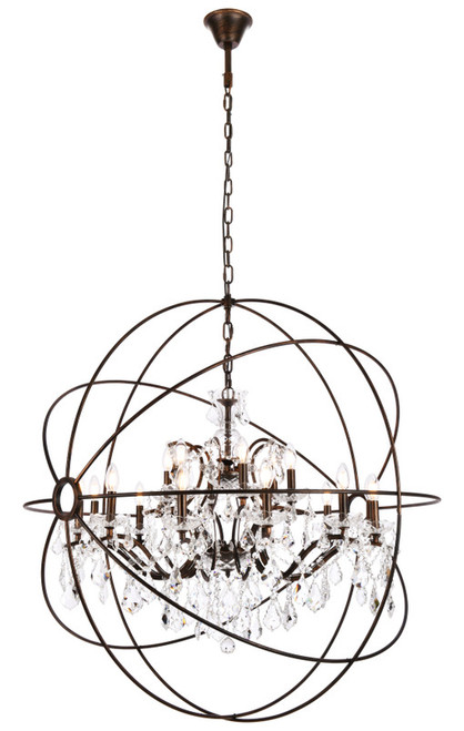 Elegant Lighting 1130G43DB/RC Geneva Crystal Dark Bronze 43.5" Lighting Chandelier 