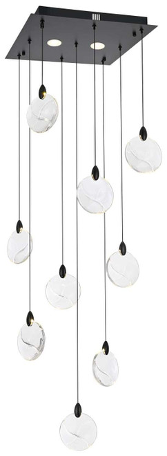 Elegant Lighting 1012S20BK-01CR Avery Modern Crystal Black LED Multi Pendant Light 