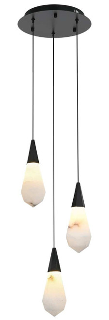 Elegant Lighting 1013D12BK-22ST Amora Contemporary Crystal Black LED Multi Hanging Lamp 