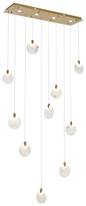 Elegant Lighting 1012D42SG-11ST Avery Contemporary Satin Gold LED Multi Lighting Pendant 