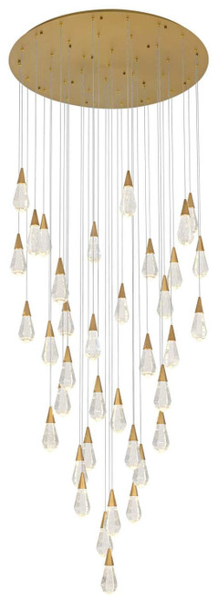 Elegant Lighting 1013G48SG-02CR Amora Modern Crystal Satin Gold LED Multi Pendant Lighting 