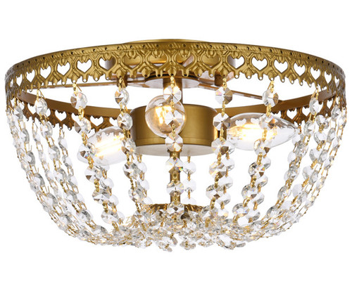 Elegant Lighting 1112F12BR Kylie Crystal Traditional Brass 12" Flush Mount Lighting 