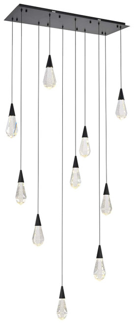 Elegant Lighting 1013D42BK-02CR Amora Contemporary Crystal Black LED Multi Ceiling Light Pendant 