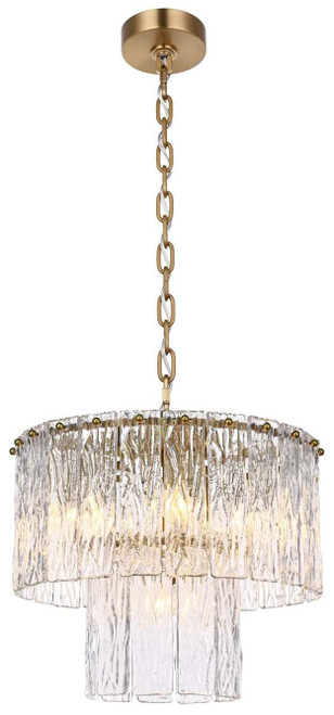 Elegant Lighting 1015D16SG-03GL Georgina Modern Satin Gold 16" Drum Pendant Hanging Light 