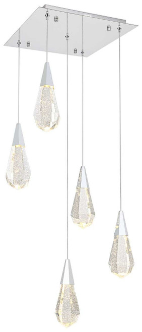 Elegant Lighting 1013S16C-02CR Amora Modern Crystal Chrome LED Multi Hanging Lamp 