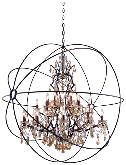 Elegant Lighting 1130G60DB-GT/RC Geneva Crystal Dark Bronze 60" Ceiling Chandelier 