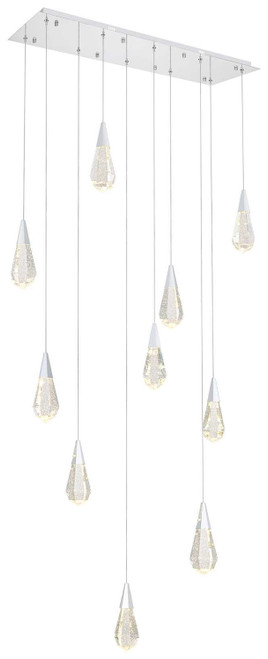 Elegant Lighting 1013D42C-02CR Amora Contemporary Crystal Chrome LED Multi Drop Ceiling Light Fixture 