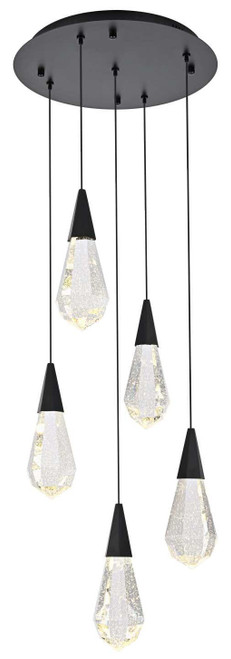 Elegant Lighting 1013D16BK-02CR Amora Modern Crystal Black LED Multi Ceiling Pendant Light 