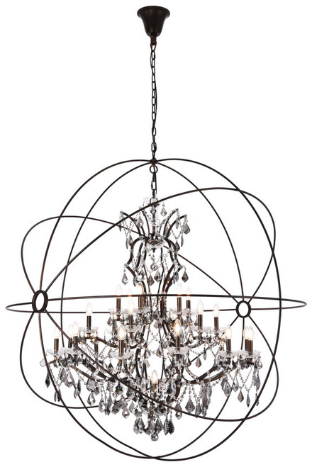 Elegant Lighting 1130G60DB-SS/RC Geneva Crystal Dark Bronze 60" Lighting Chandelier 