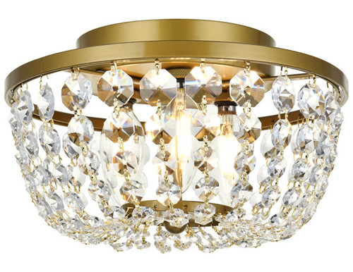 Elegant Lighting 1109F10BR Cora Crystal Traditional Brass 10" Flush Lighting 