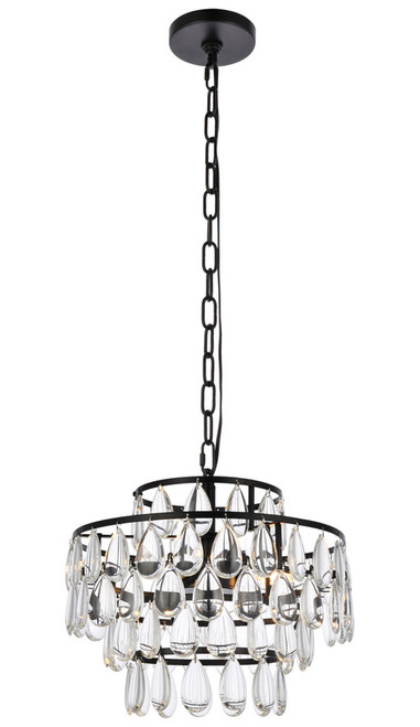 Elegant Lighting 1102D14BK Mila Contemporary Crystal Black 14" Drop Lighting 