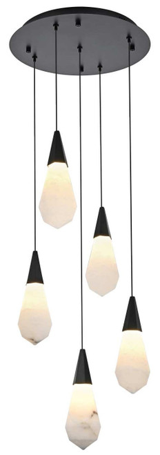 Elegant Lighting 1013D16BK-22ST Amora Modern Crystal Black LED Multi Drop Ceiling Lighting 