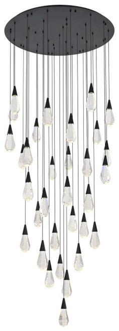 Elegant Lighting 1013G42BK-02CR Amora Contemporary Crystal Black LED Multi Drop Lighting Fixture 