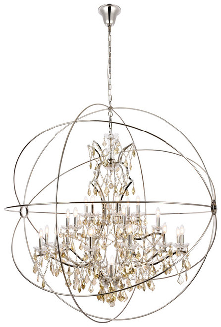 Elegant Lighting 1130G60PN-GT/RC Geneva Crystal Polished Nickel 60" Chandelier Lighting 