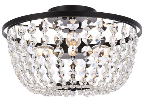 Elegant Lighting 1109F13BK Cora Crystal Traditional Black 13" Ceiling Lighting 