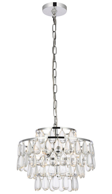 Elegant Lighting 1102D14C Mila Modern Crystal Chrome 14" Pendant Lighting Fixture 
