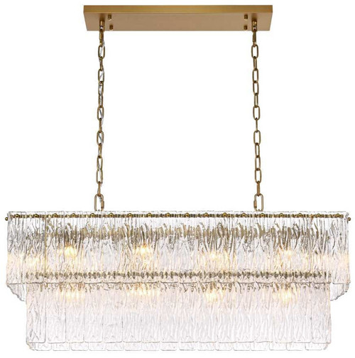 Elegant Lighting 1015D36SG-03GL Georgina Satin Gold Island Light Fixture 