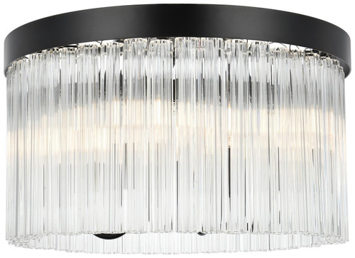 Elegant Lighting 1070F16BK Harlow Modern Black Flush Mount Light Fixture 