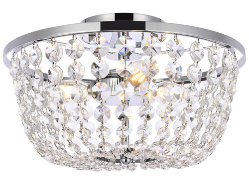 Elegant Lighting 1109F13C Cora Crystal Traditional Chrome 13" Flush Lighting 