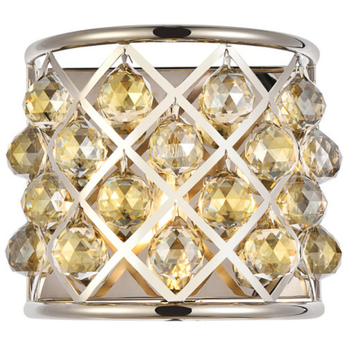 Elegant Lighting 1214W11PN-GT/RC Madison Contemporary Crystal Polished Nickel Wall Sconce Light 