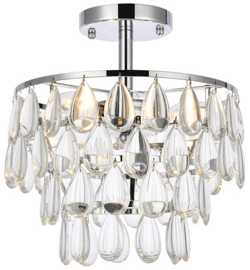 Elegant Lighting 1103F12C Mila Modern Crystal Chrome 12" Ceiling Light 