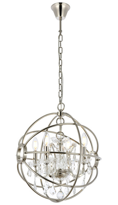 Elegant Lighting 1130D17PN/RC Geneva Crystal Polished Nickel 17" Mini Lighting Chandelier 