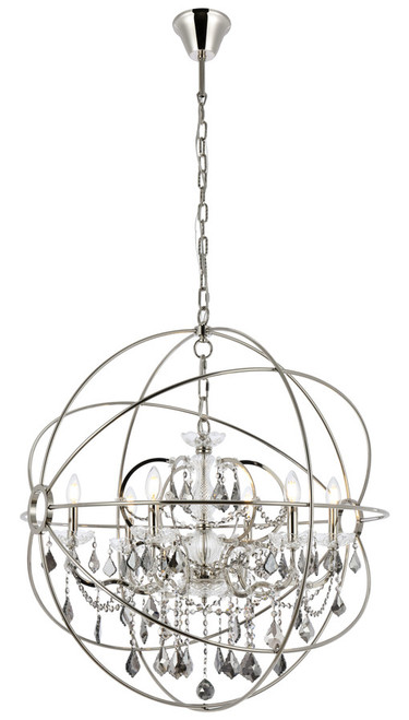 Elegant Lighting 1130D32PN-SS/RC Geneva Crystal Polished Nickel 32" Lighting Chandelier 
