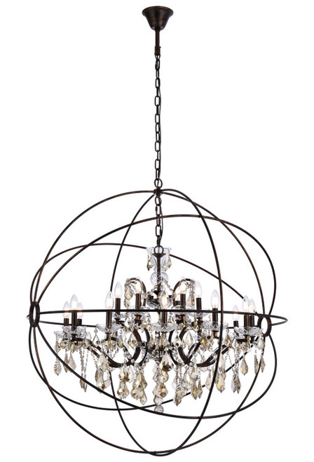Elegant Lighting 1130G43DB-GT/RC Geneva Crystal Dark Bronze 43.5" Lighting Chandelier 