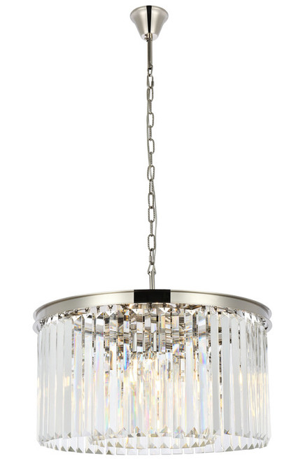 Elegant Lighting 1238D26PN/RC Sydney Crystal Polished Nickel 26" Drum Hanging Pendant Lighting 