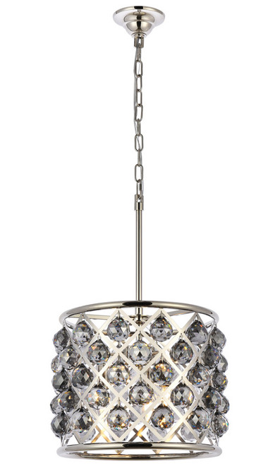 Elegant Lighting 1206D14PN-SS/RC Madison Contemporary Crystal Polished Nickel 14" Drum Pendant Lighting 