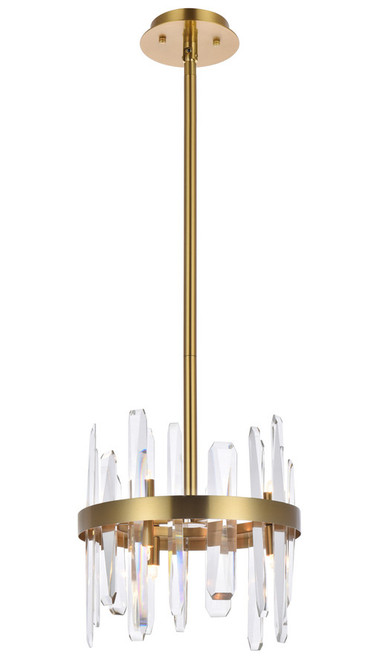 Elegant Lighting 2200D12SG Serena Modern Crystal Satin Gold 12" Drop Ceiling Lighting 