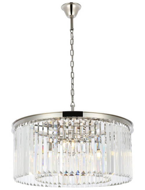 Elegant Lighting 1238D31PN/RC Sydney Crystal Polished Nickel 31.5" Drum Pendant Light 