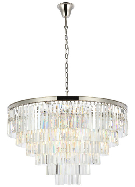 Elegant Lighting 1201D44PN/RC Sydney Crystal Polished Nickel 44" Drum Pendant Lighting 