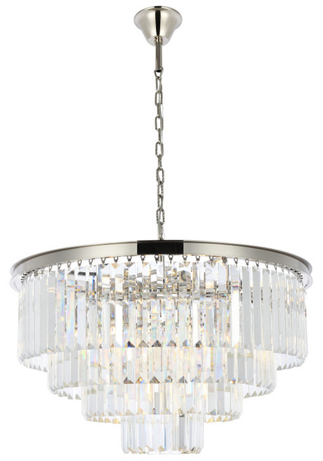 Elegant Lighting 1231D32PN/RC Sydney Crystal Polished Nickel 32" Drum Lighting Pendant 