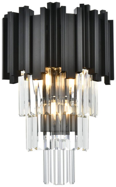 Elegant Lighting 3400W12BK Willow Modern Black Wall Lighting Fixture 