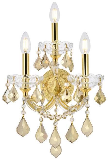 Elegant Lighting 2800W3G-GT/RC Maria Theresa Crystal Traditional Gold Lighting Sconce 