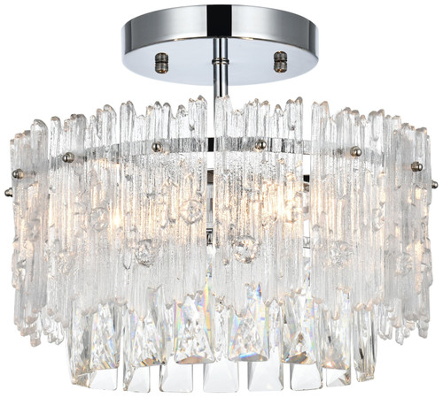 Elegant Lighting 1780F12C Emilia Modern Crystal Chrome 12" Ceiling Light 