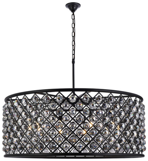 Elegant Lighting 1214G43MB-SS/RC Madison Contemporary Crystal Matte Black 43.5" Drum Lighting Pendant 