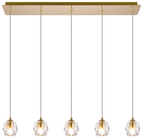 Elegant Lighting 3505D32G Eren Contemporary Crystal Gold Multi Drop Ceiling Lighting 