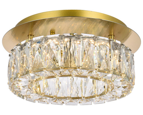 Elegant Lighting 3503F12G Monroe Modern Crystal Gold LED Flush Lighting 