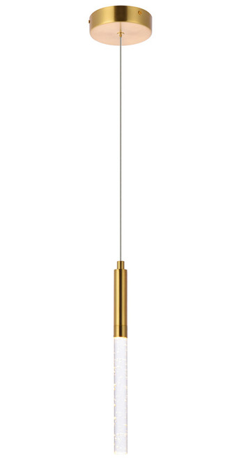 Elegant Lighting 5203D5G Ruelle Modern Crystal Gold LED Mini Hanging Light 