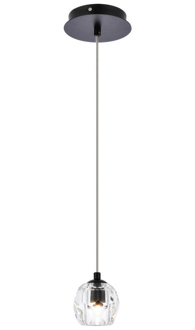 Elegant Lighting 3505D6BK Eren Modern Crystal Black Mini Pendant Lighting 