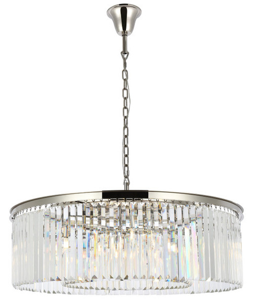 Elegant Lighting 1238G43PN/RC Sydney Crystal Polished Nickel 43.5" Drum Ceiling Light Pendant 
