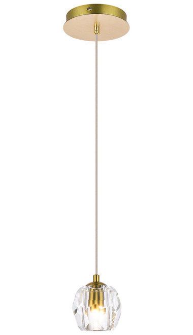 Elegant Lighting 3505D6G Eren Contemporary Crystal Gold Mini Pendant Hanging Light 