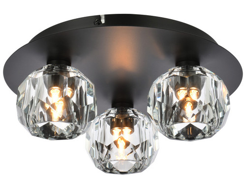 Elegant Lighting 3509F12BK Graham Modern Crystal Black 12" Flush Mount Light Fixture 