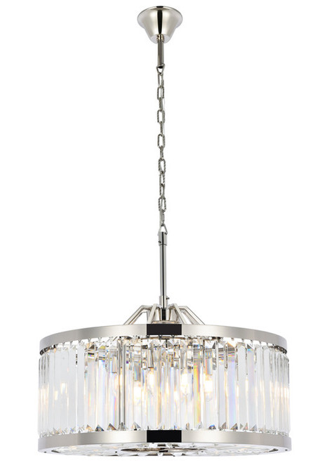 Elegant Lighting 1233D28PN/RC Chelsea Crystal Polished Nickel 28" Drum Pendant Lighting 