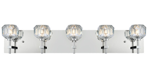 Elegant Lighting 3509W32C Graham Contemporary Crystal Chrome 5-Light Bathroom Vanity Light Fixture 