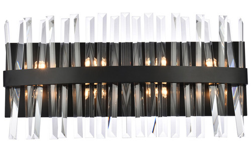 Elegant Lighting 6200W24BK Serephina Modern Crystal Black 8-Light Bathroom Wall Sconce 